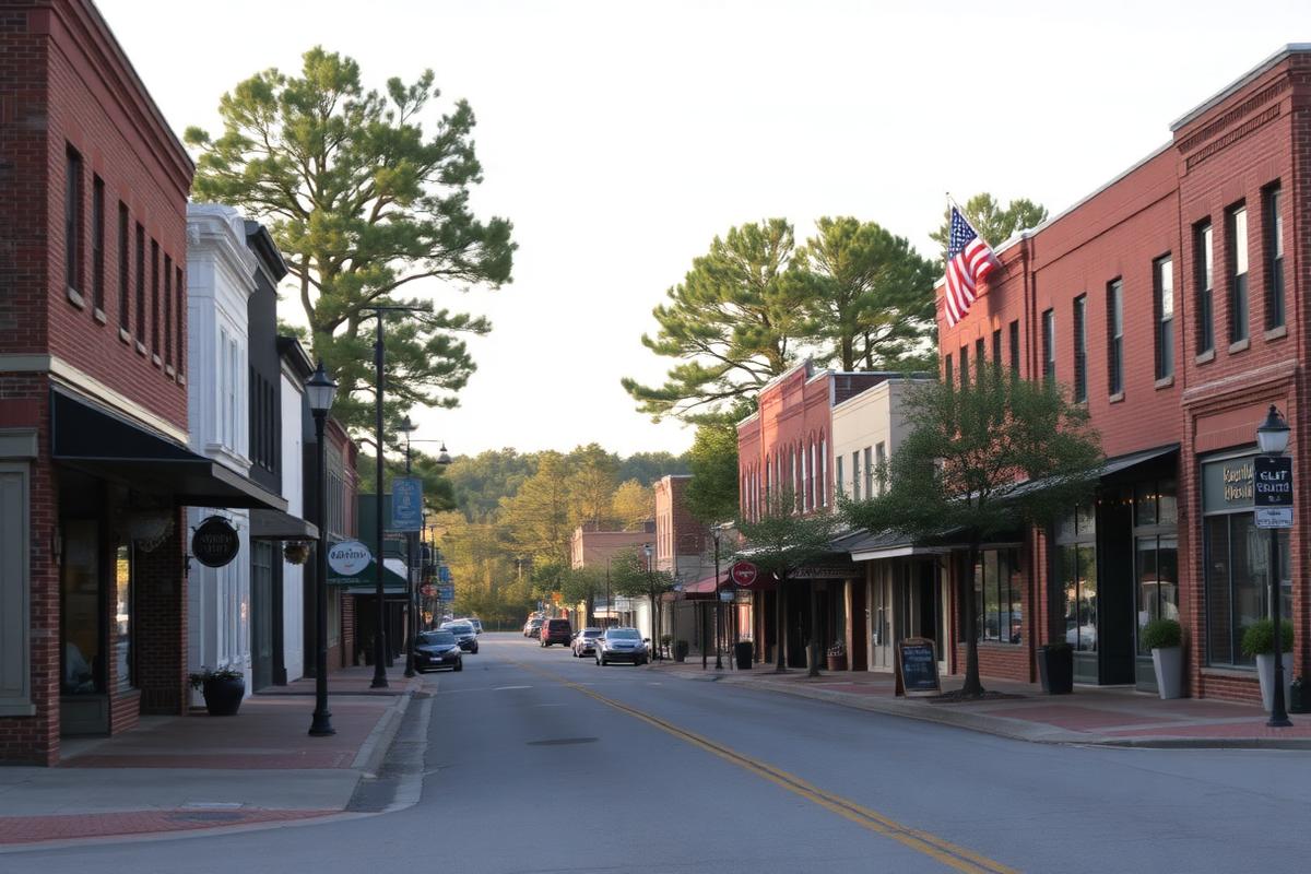 Small-town street in Oakboro, North Carolina